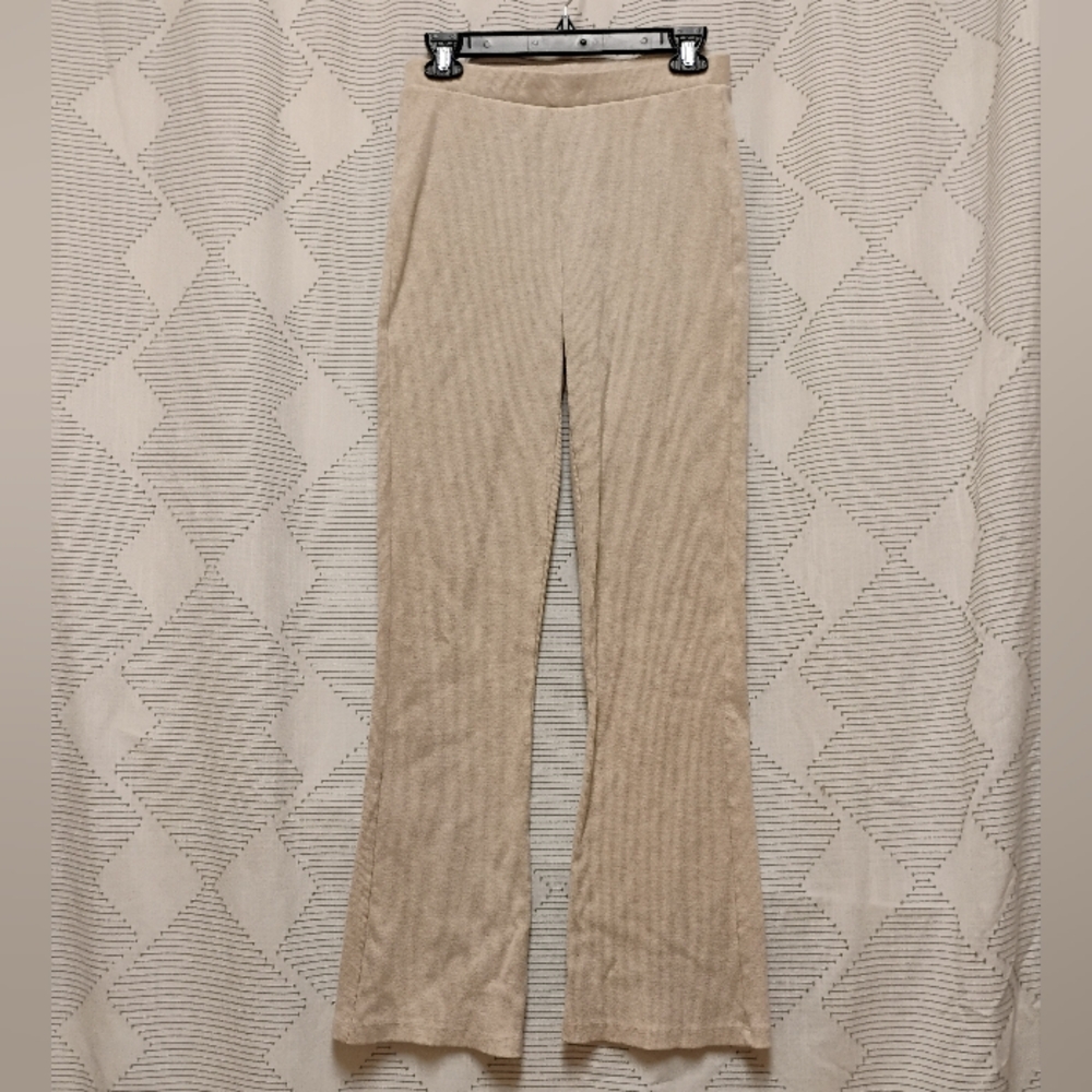 Pink Republic Ribbed Cream Women's Casual Yoga Pants Small Flare Size Medium